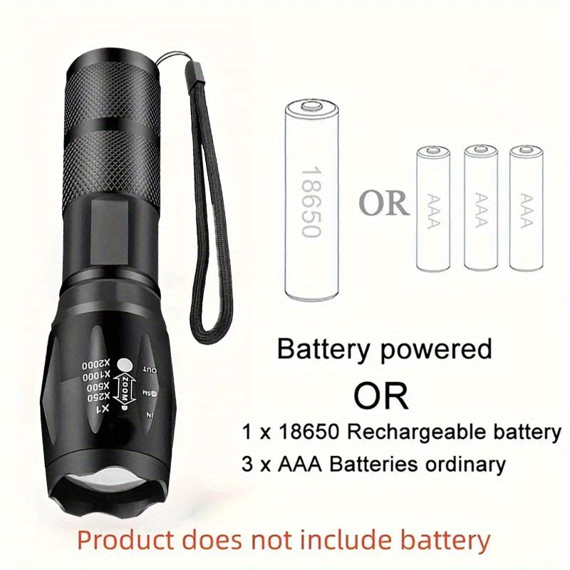 Pair of LED Flashlights for Camping Hiking Emergency Zoomable Textured Grip Battery Replacement