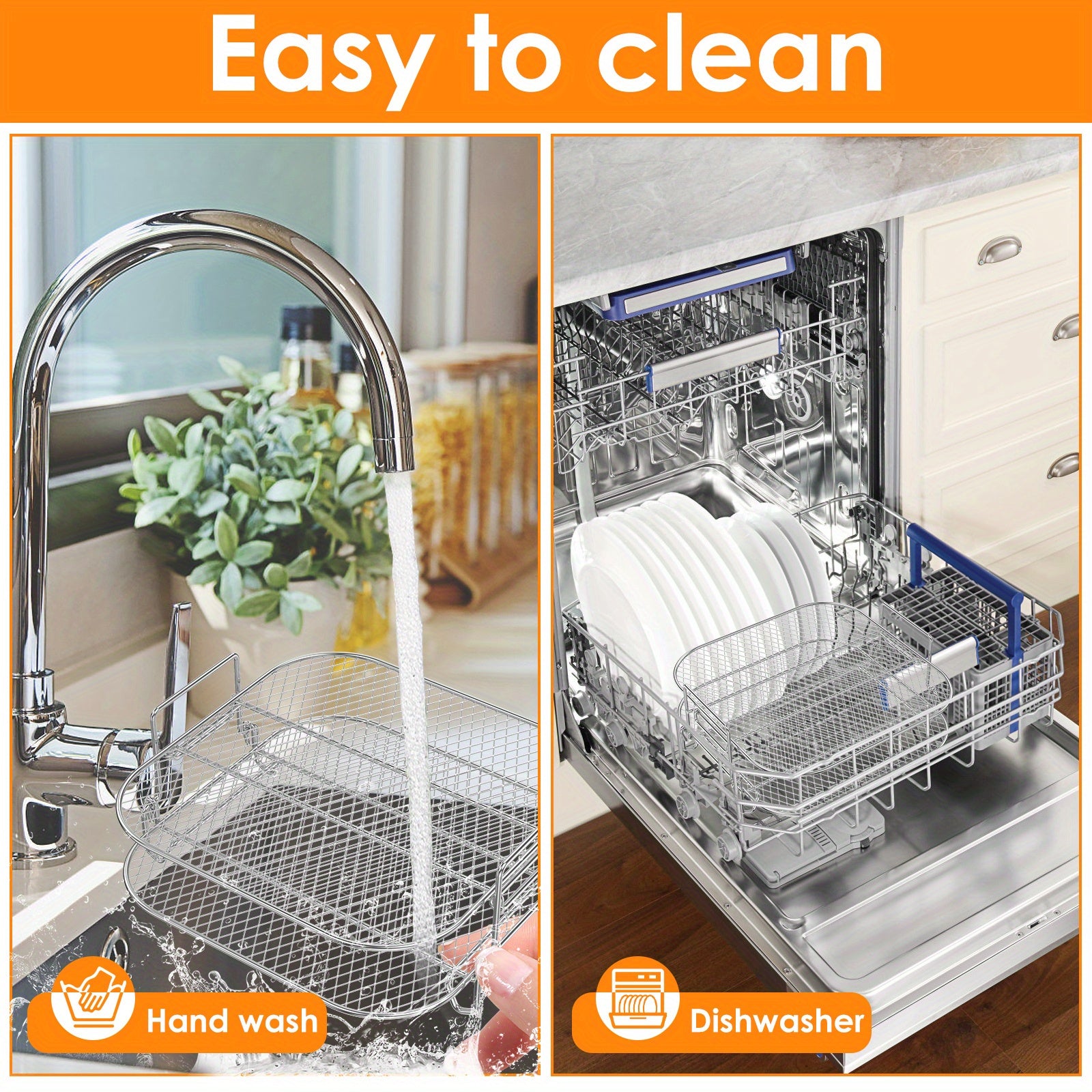 Stainless Steel Square Air Fryer Racks 20.32cm Stackable Heat-Resistant Compatible with AG301 AG302 AG400