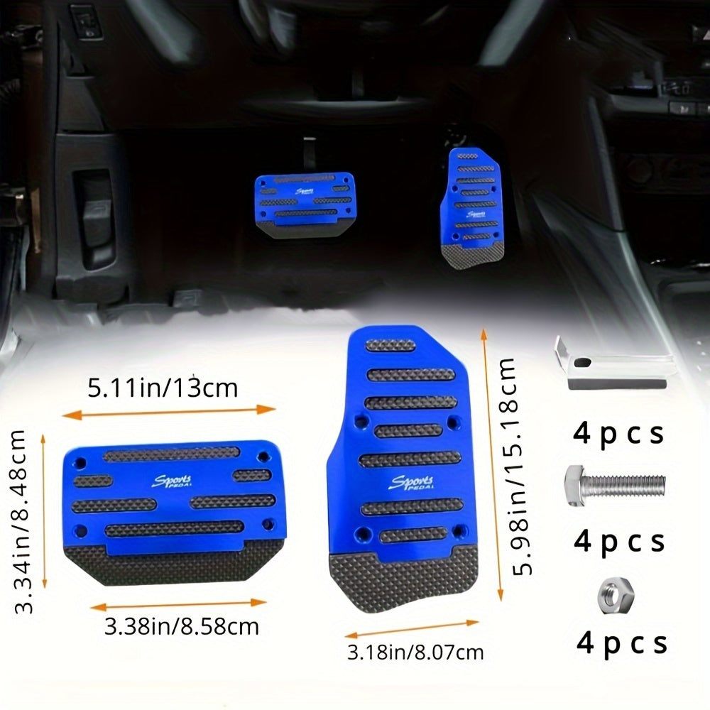 Non-Slip Aluminum Alloy Car Pedal Covers for Automatic Transmission Brake Gas Pedal Set