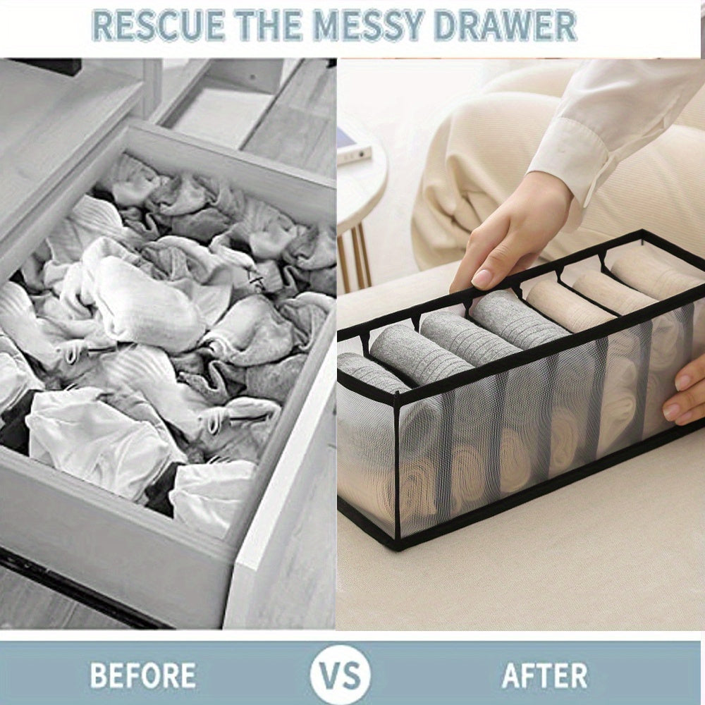 Juego de tres organizadores de tela para ropa interior con siete compartimentos para sujetadores y accesorios