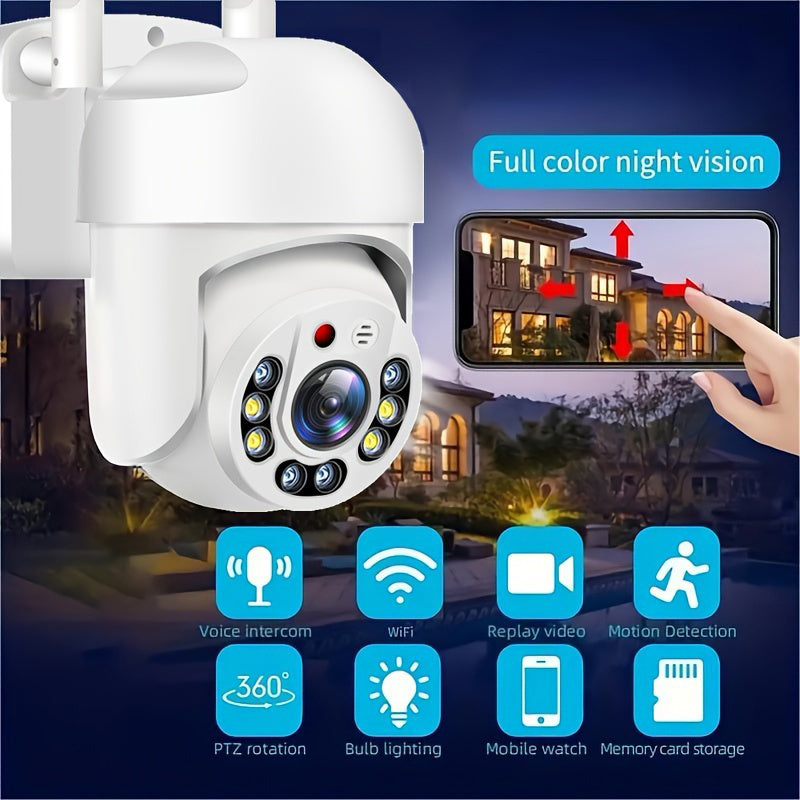 1080P Outdoor Security Camera with 360° Pan/Tilt, Night Vision, Motion Detection, Two-Way Audio, WiFi