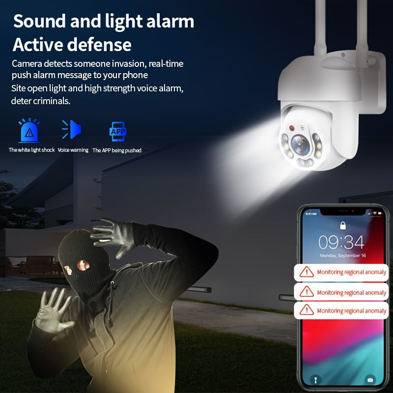 1080P Outdoor Security Camera with 360° Pan/Tilt Color Night Vision Motion Detection Two-Way Audio WiFi SD Card and Cloud Support