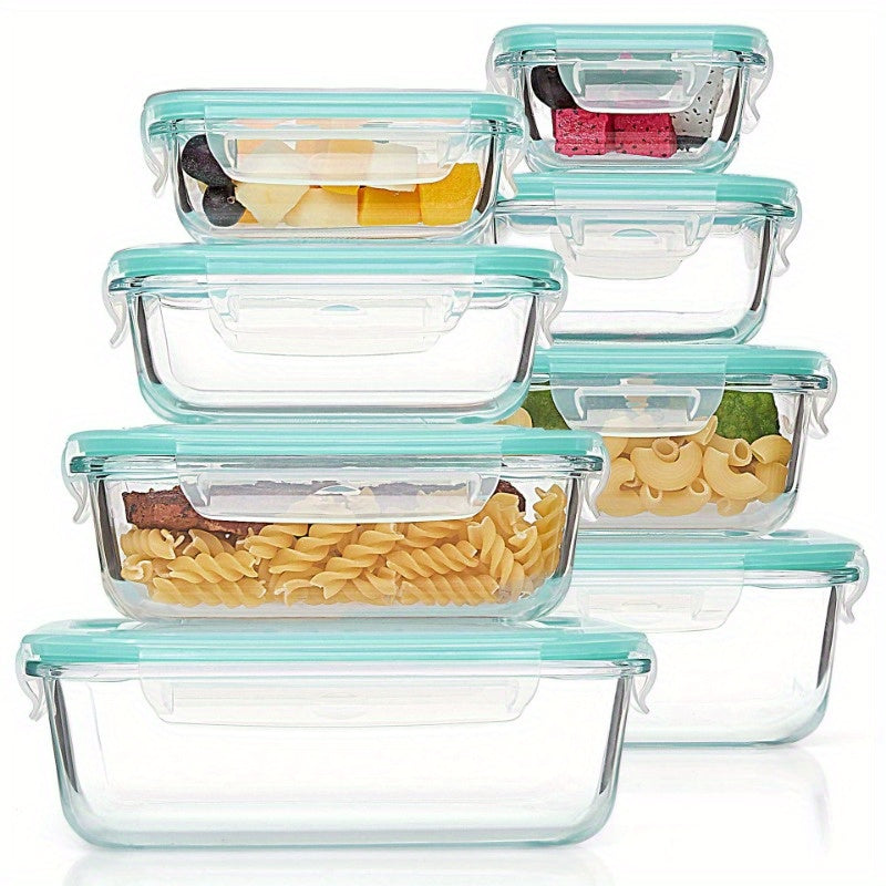 Glass Food Storage Containers with Lids 8-Piece BPA-Free Microwave Oven Freezer Dishwasher Safe