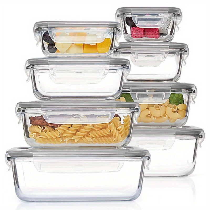 Glass Food Storage Containers with Lids 8-Piece BPA-Free Microwave Oven Freezer Dishwasher Safe
