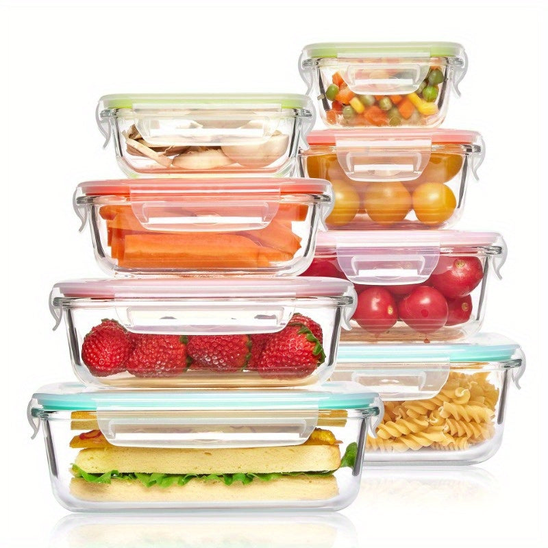 Glass Food Storage Containers with Lids 8-Piece BPA-Free Microwave Oven Freezer Dishwasher Safe