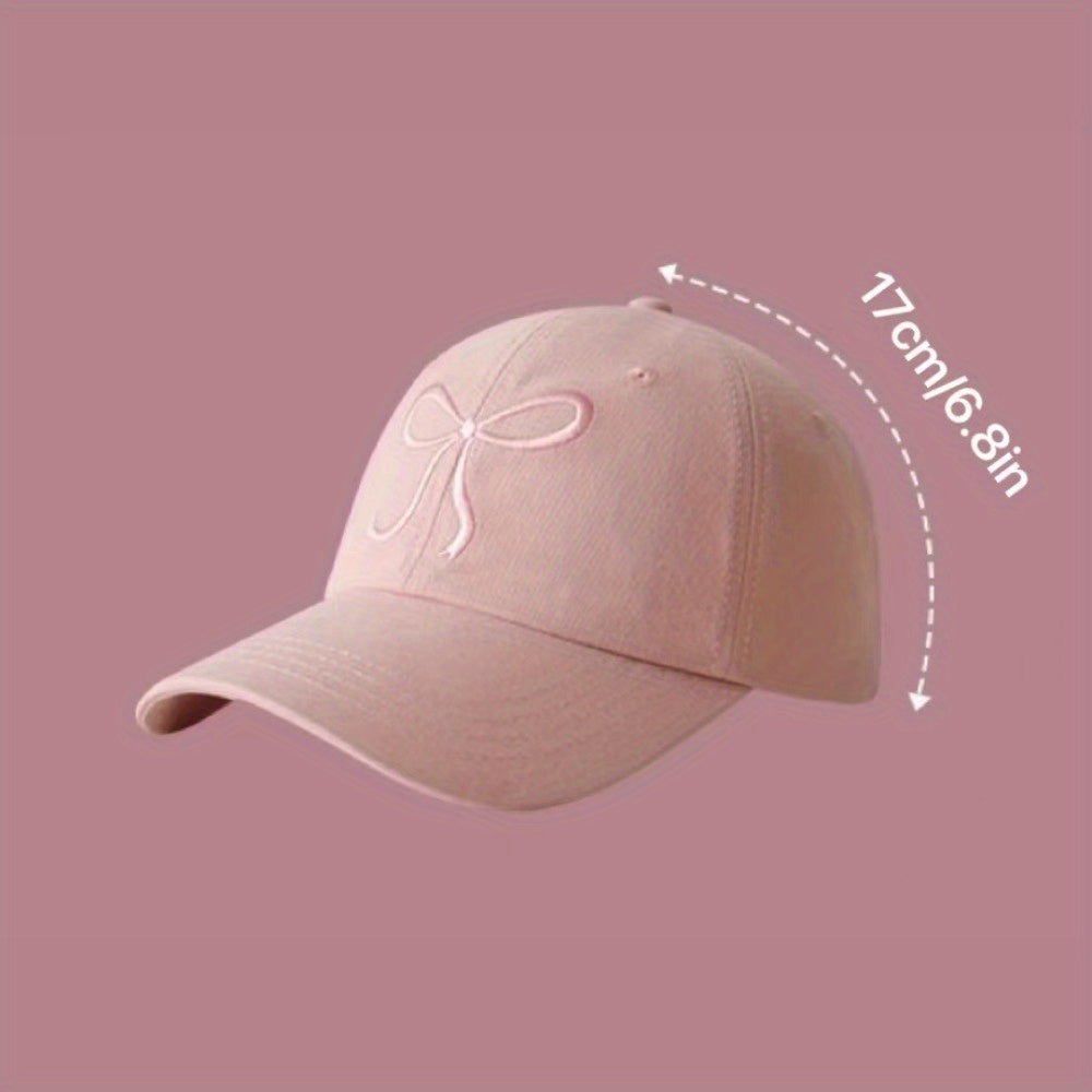 Adjustable Pink Bowknot Baseball Cap Lightweight Polyester Casual Unisex