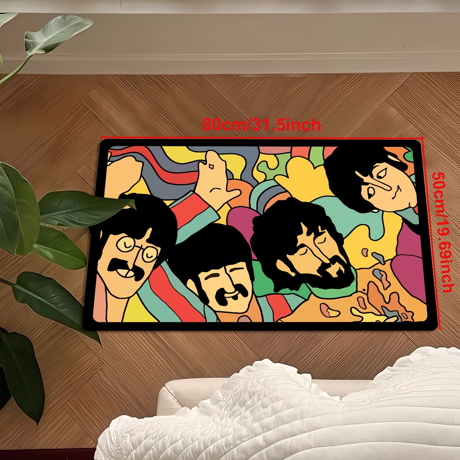 Klassik guruh dizayni bilan eshik tagi - Rok musiqasi muxlislari uchun ideal sovg'a, ichki va tashqi muhitda foydalanish uchun mos, mustahkam kauchuk orqa qismi, polyester tolalaridan tayyorlangan, faqat qo'lda yuvish kerak.