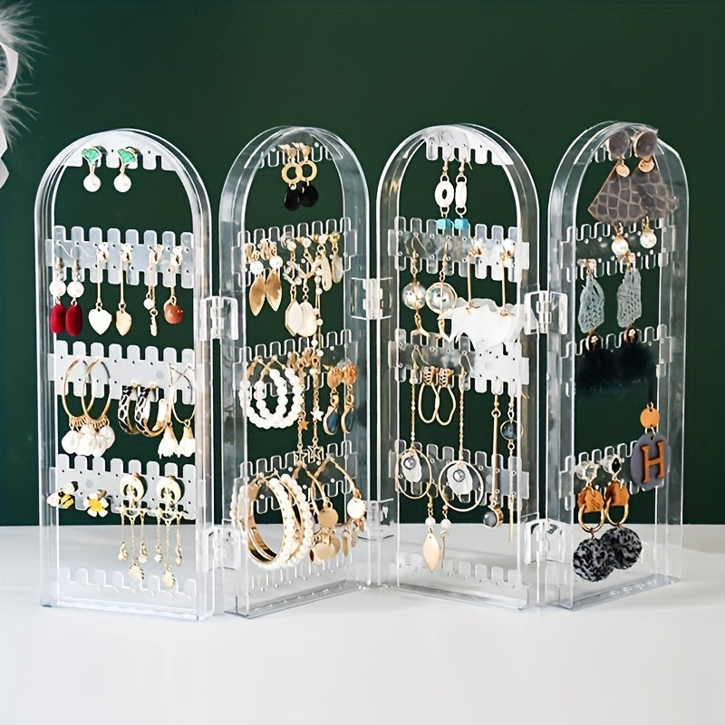 Clear Plastic Jewelry Organizer for Earrings and Necklaces Foldable Storage