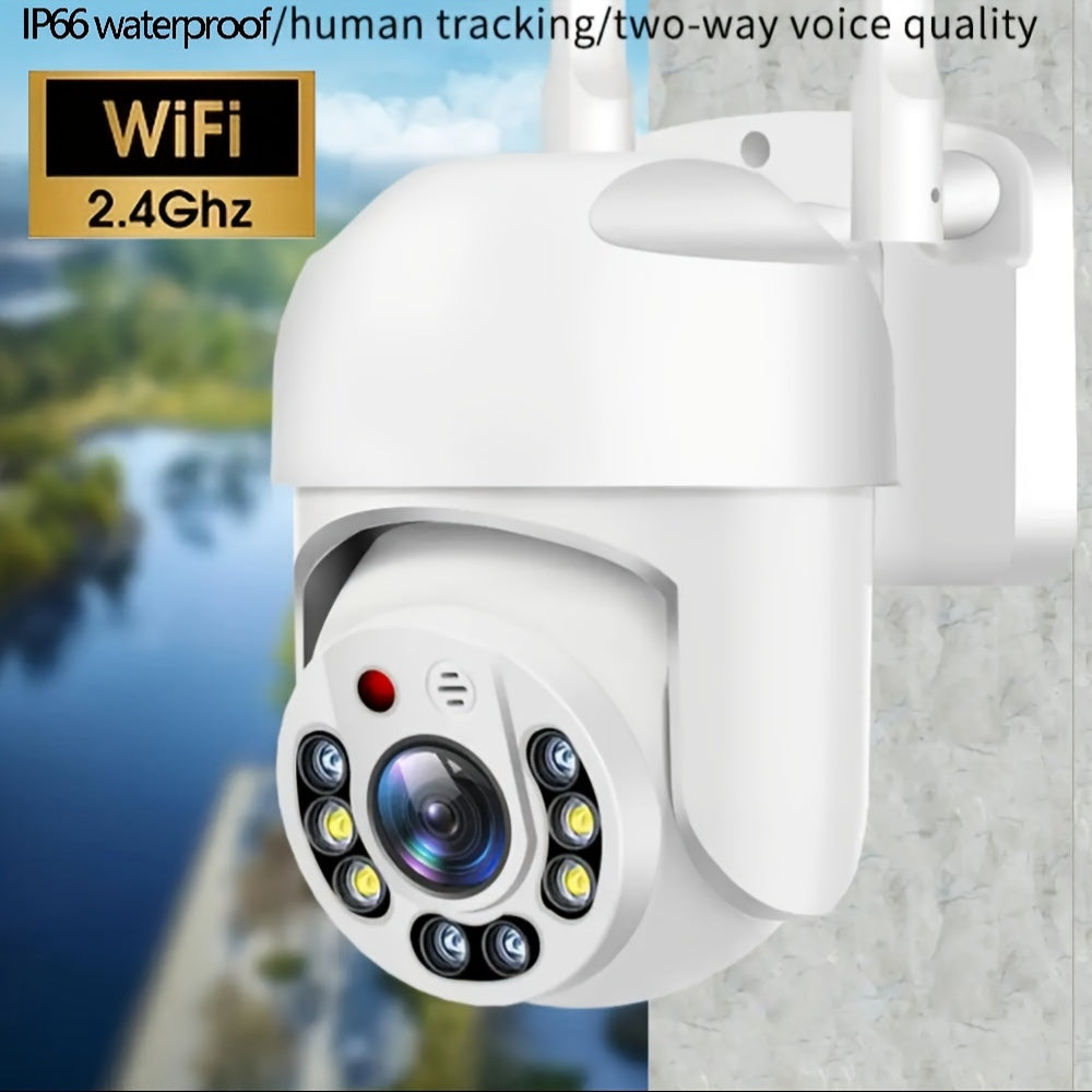 Outdoor WiFi Security Camera 1080P Full-Color Day Night AI Human Detection Two-Way Audio 360° Panoramic USB Powered