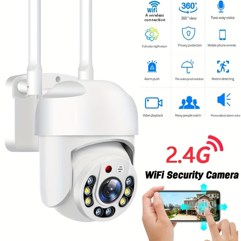 Outdoor WiFi Security Camera 1080P Full-Color Day Night AI Human Detection Two-Way Audio 360° Panoramic USB Powered