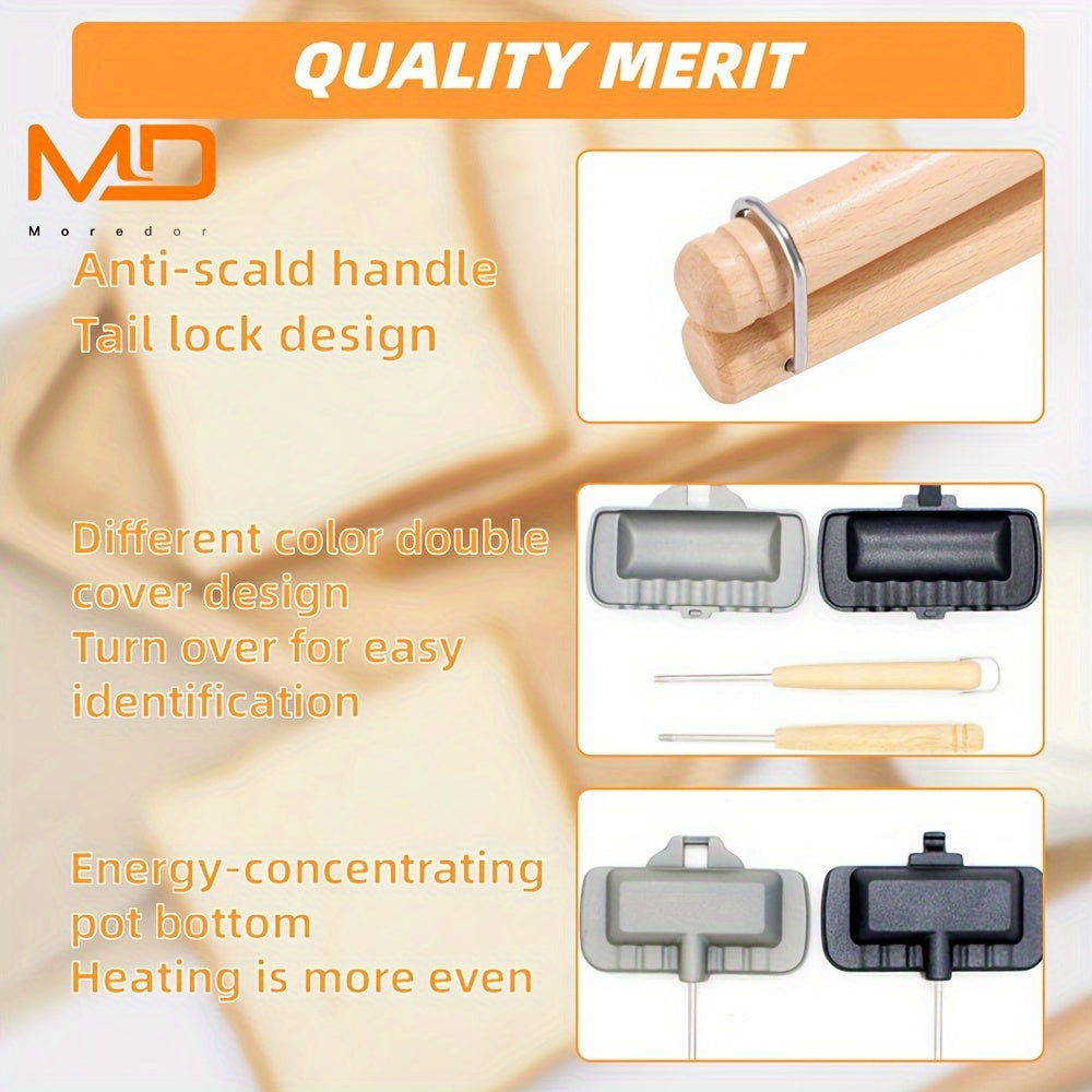 Mustahkam zanglamaydigan po'latdan yasalgan MD yopishqoq ikki tomonlama sendvich tayyorlagich - Nonushta, panini, vafli va gamburgerlar uchun ideal - Uyda pishirish uchun oziq-ovqat xavfsizligi bilan bog'liq oshxona asbobi, 1 dona.