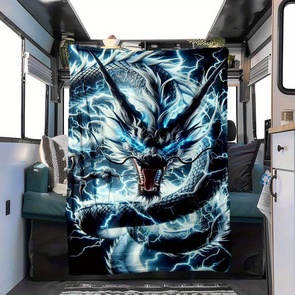 Electric Dragon Throw Blanket Polyester All-Season Car Camping Portable Gift