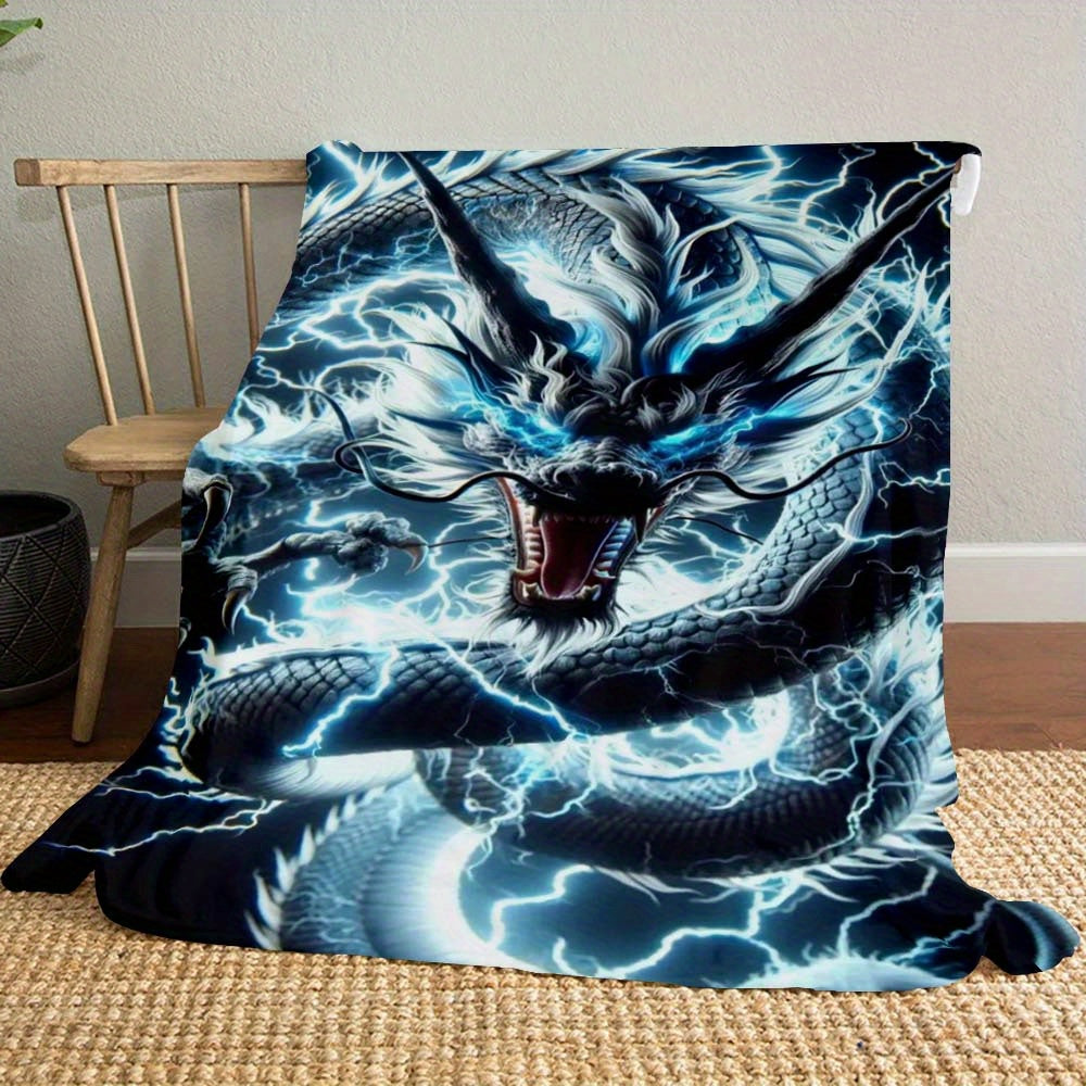 Electric Dragon Throw Blanket Polyester All-Season Car Camping Portable Gift