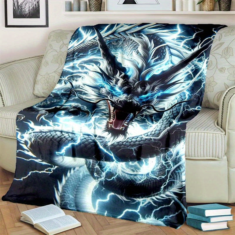 Electric Dragon Throw Blanket Polyester All-Season Car Camping Portable Gift