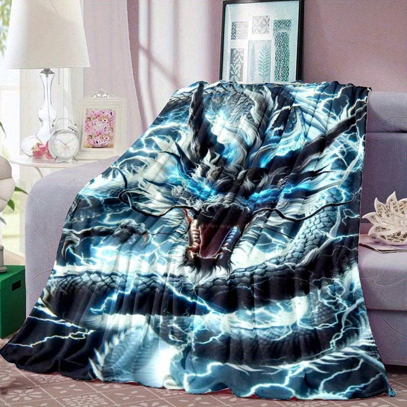 Electric Dragon Throw Blanket Polyester All-Season Car Camping Portable Gift