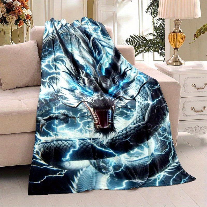 Electric Dragon Throw Blanket Polyester All-Season Car Camping Portable Gift