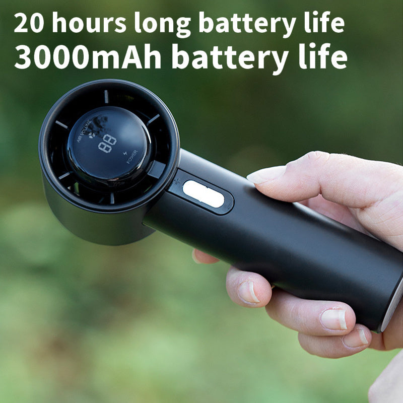 Portable Handheld Turbo Fan with 3 Speeds, USB Rechargeable, LED Display