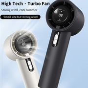 Portable Handheld Turbo Fan with 3 Speeds, USB Rechargeable, LED Display