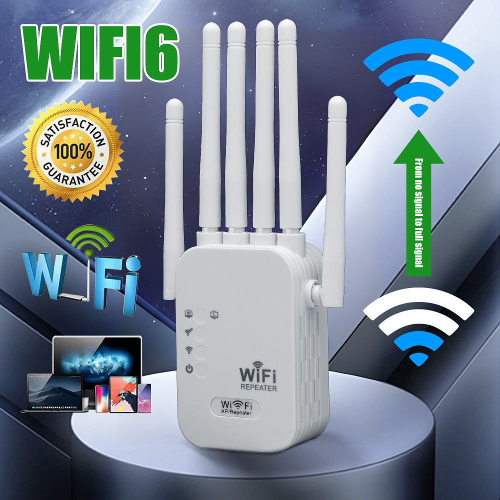 High-Speed WiFi 6 Router with Dual Ethernet Ports 1200Mbps Six Antennas AP Mode