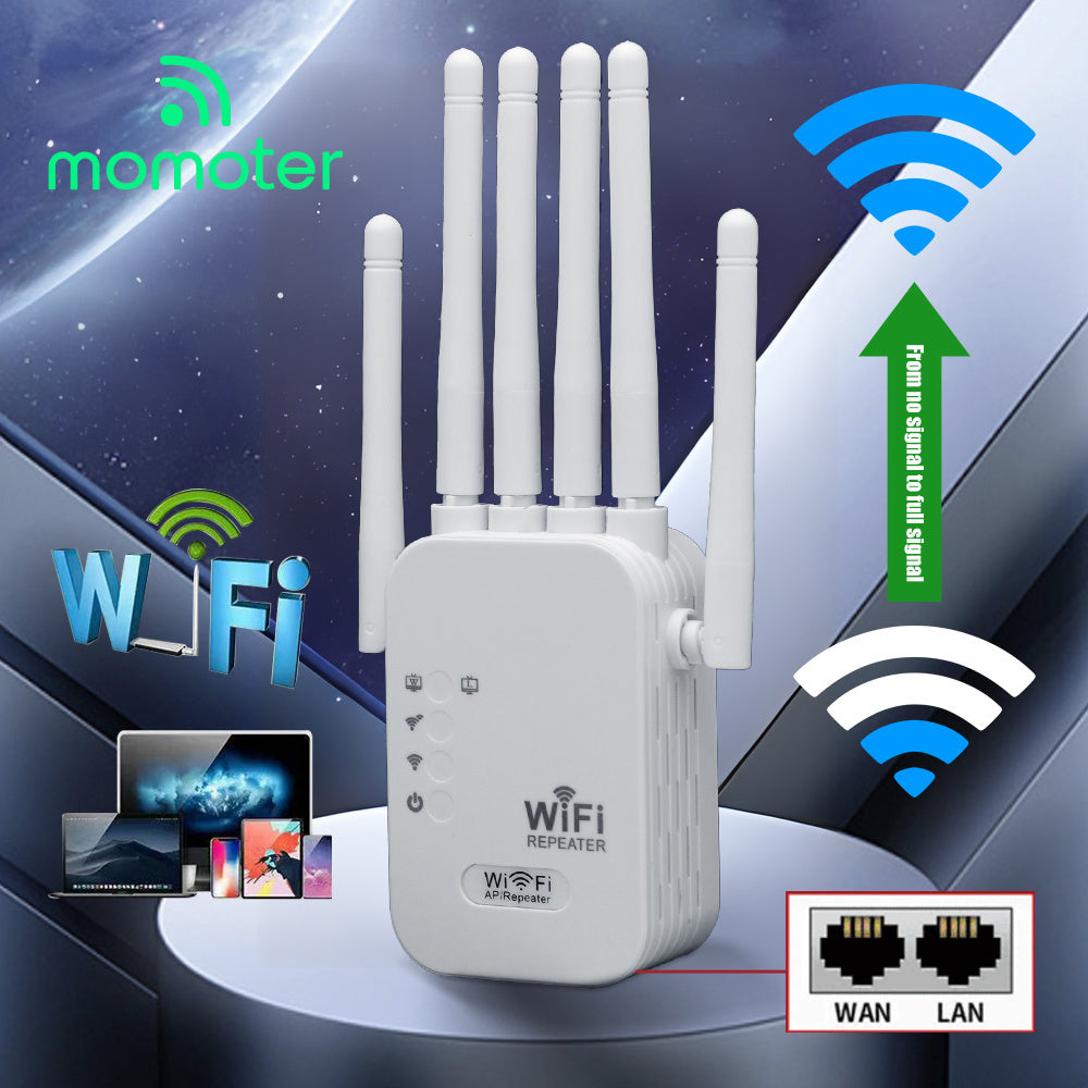 High-Speed WiFi 6 Router with Dual Ethernet Ports 1200Mbps Six Antennas AP Mode
