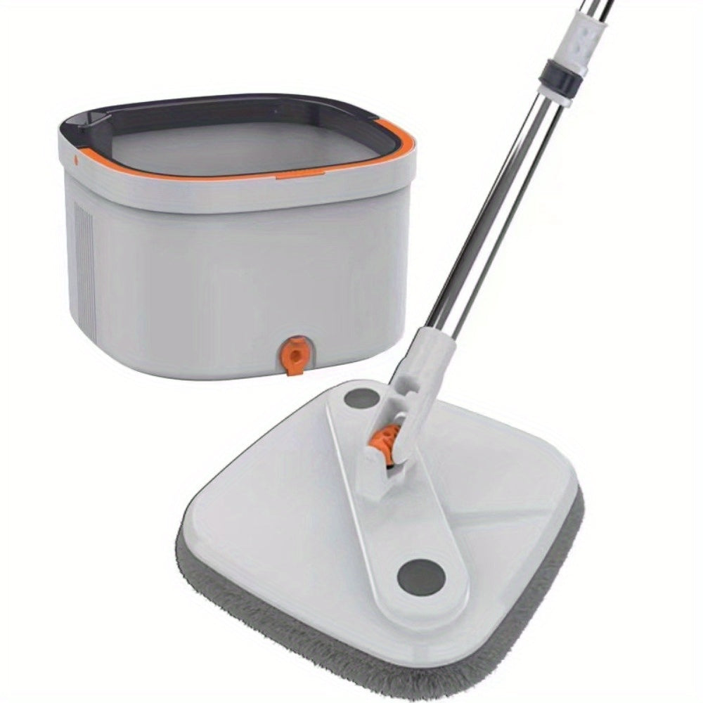 Back to School Spin Mop and Bucket Set with Microfiber Pads for Wet and Dry Floor Cleaning