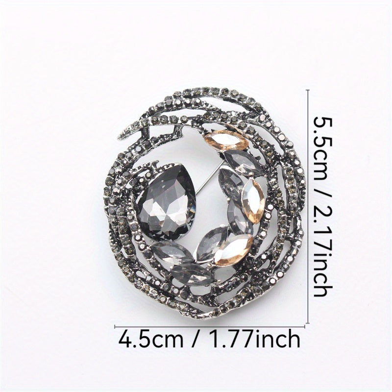 Zarif Vintage Uslubidagi Rhinestone va Emal Bauhinia Garlandi Brosh Pin - Kiyim Aksessuari uchun Elegan Noaniq Yelka Pin