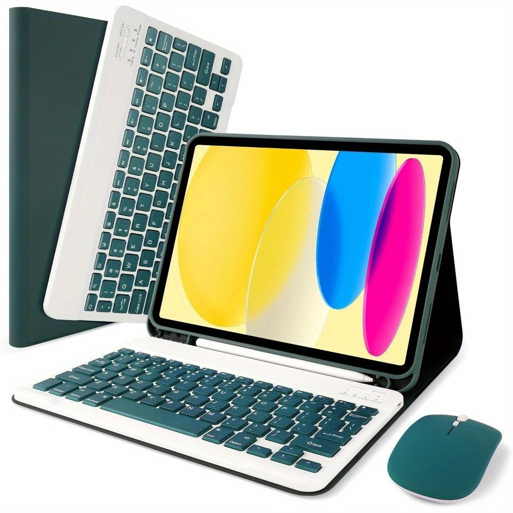 Wireless iPad Pro 12.9 Inch and Air M2 13 Inch PU Leather Case with Pencil Slot and Keyboard