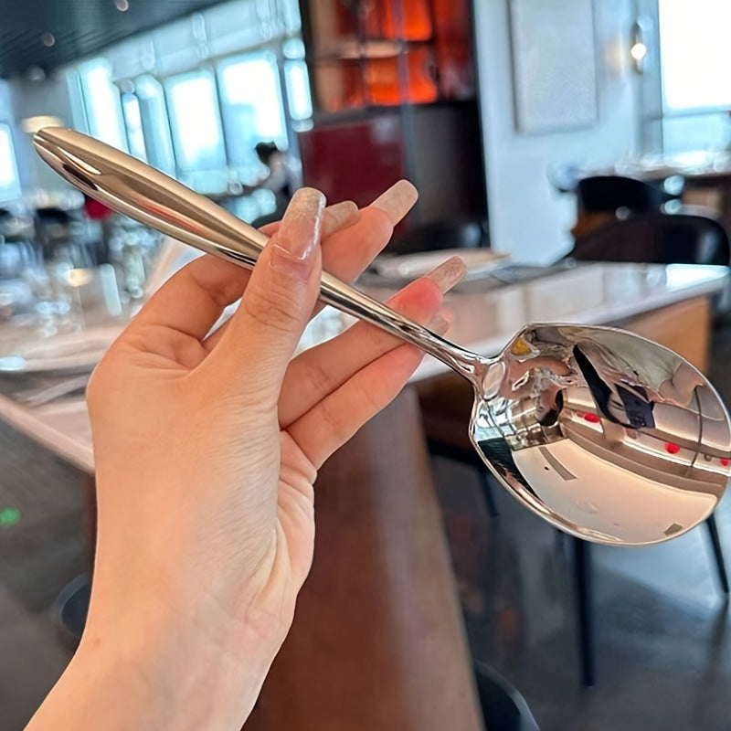Stainless Steel Serving Spoon with Ergonomic Handle for Kitchen and Restaurant Use