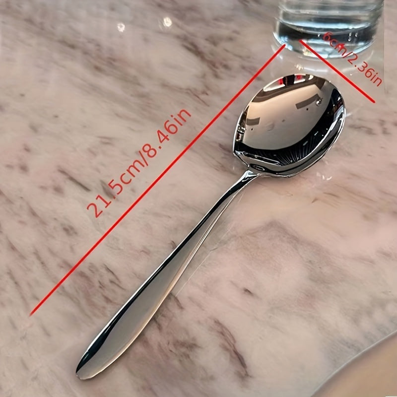 Oshxona, ovqatlanish va restoran uchun ergonomik tutqichli mustahkam zanglamaydigan po'latdan yasalgan xizmat qoshiq.