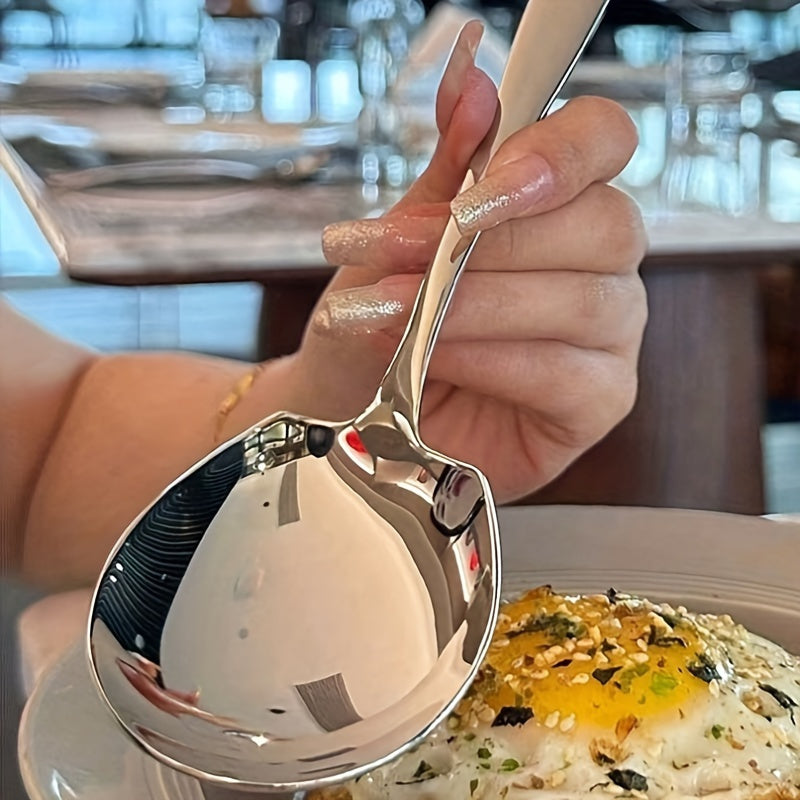 Stainless Steel Serving Spoon with Ergonomic Handle for Kitchen and Restaurant Use