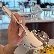 Stainless Steel Serving Spoon with Ergonomic Handle for Kitchen and Restaurant Use