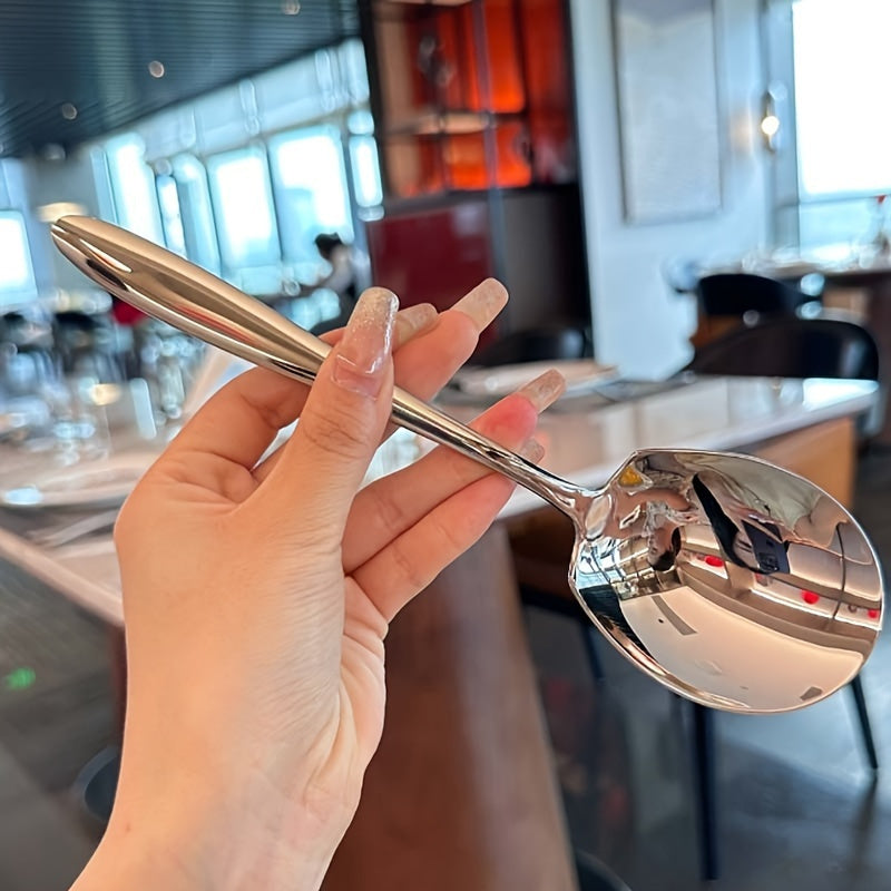 Stainless Steel Serving Spoon with Ergonomic Handle for Kitchen and Restaurant Use