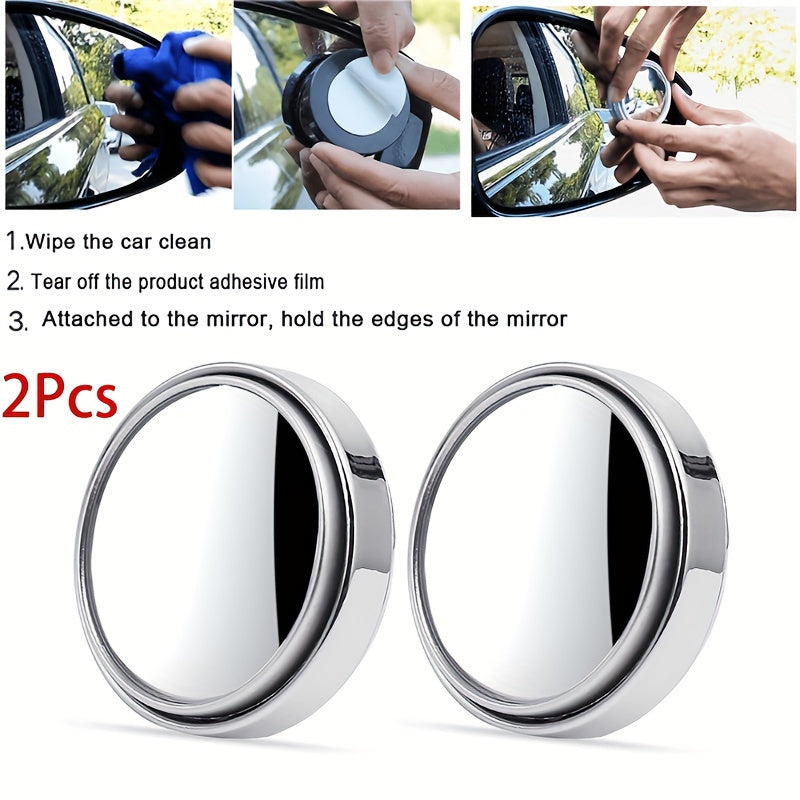 2Pcs Small Round Rearview Mirrors for Car Adjustable 360° Reversing Blind Spot