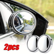 Espejo retrovisor de coche con lente plana, negro, pack de 2, ajustable a 360 grados, para puntos ciegos