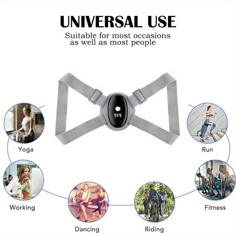 Entrenador de postura inteligente recargable con recordatorio de vibración y correa de hombro ajustable