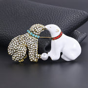 Enamel Bear Brooch Pin with Pearls and Rhinestones for Coats and Jackets