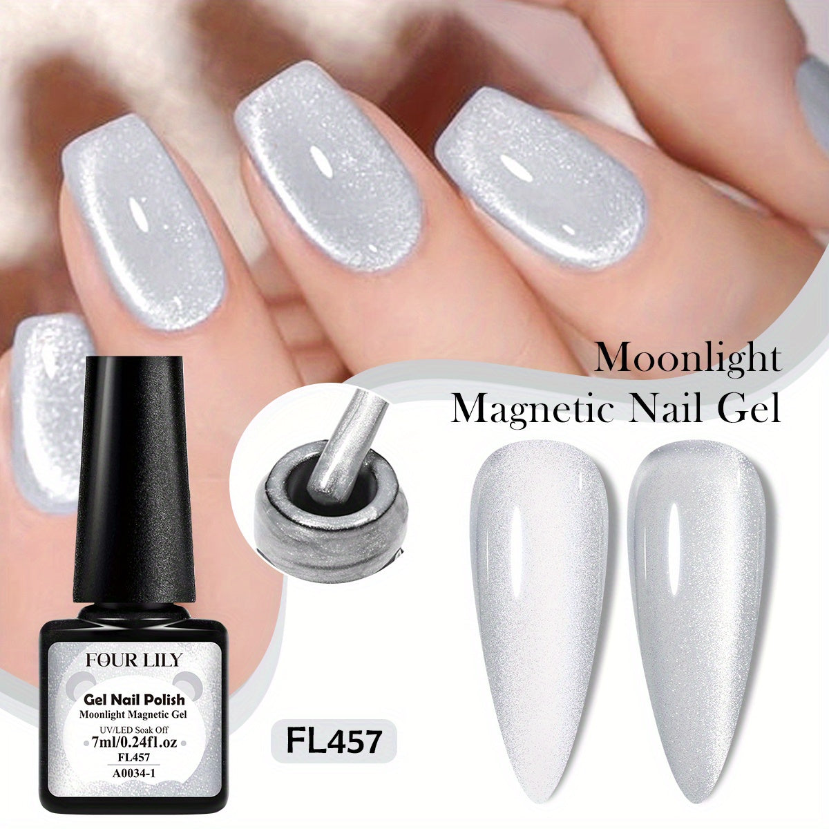 Gel Nail Polish For Women White Light Glitter Semi-Permanent Manicure