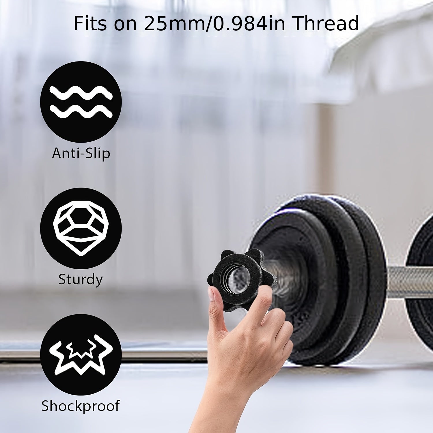 Set of 8 PVC Dumbbell Hex Nuts with Star-Shaped Anti-Slip Barbell Clamps for Weightlifting