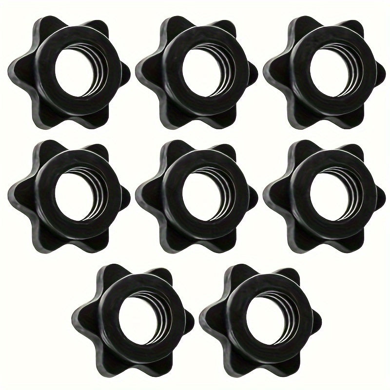 Set of 8 PVC Dumbbell Hex Nuts with Star-Shaped Anti-Slip Barbell Clamps for Weightlifting