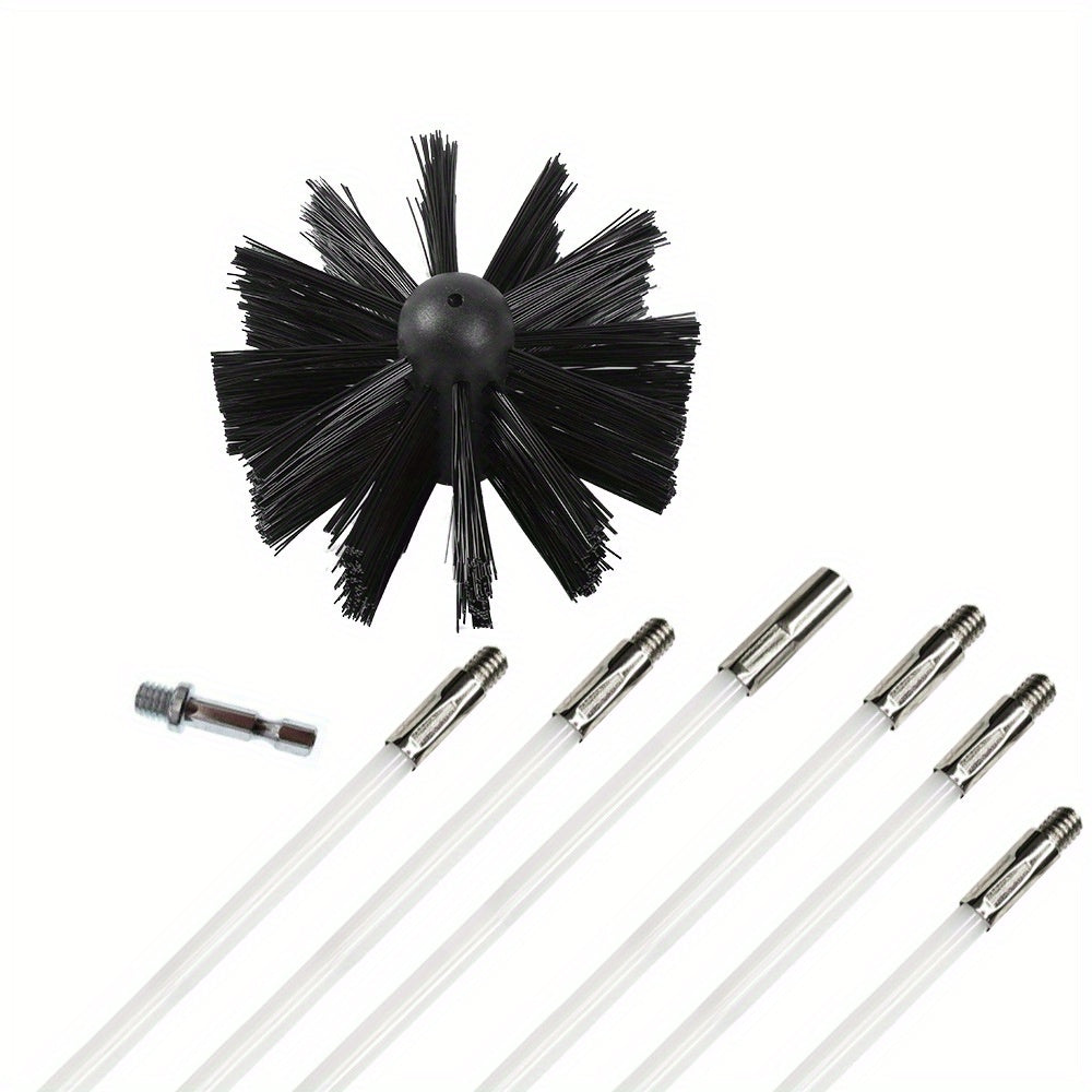 Fireplace Chimney Dryer Exhaust Brush Set with Flexible Rods
