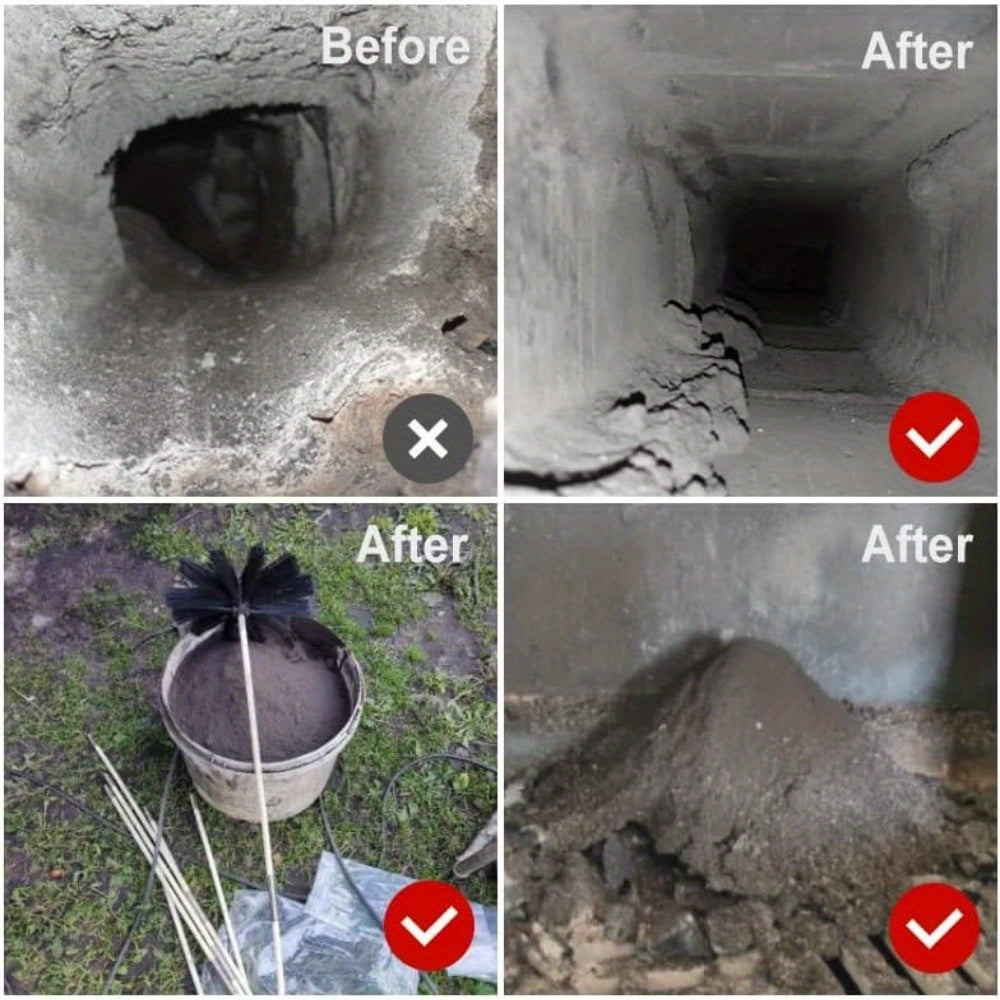 Fireplace Chimney Dryer Exhaust Brush Set with Flexible Rods