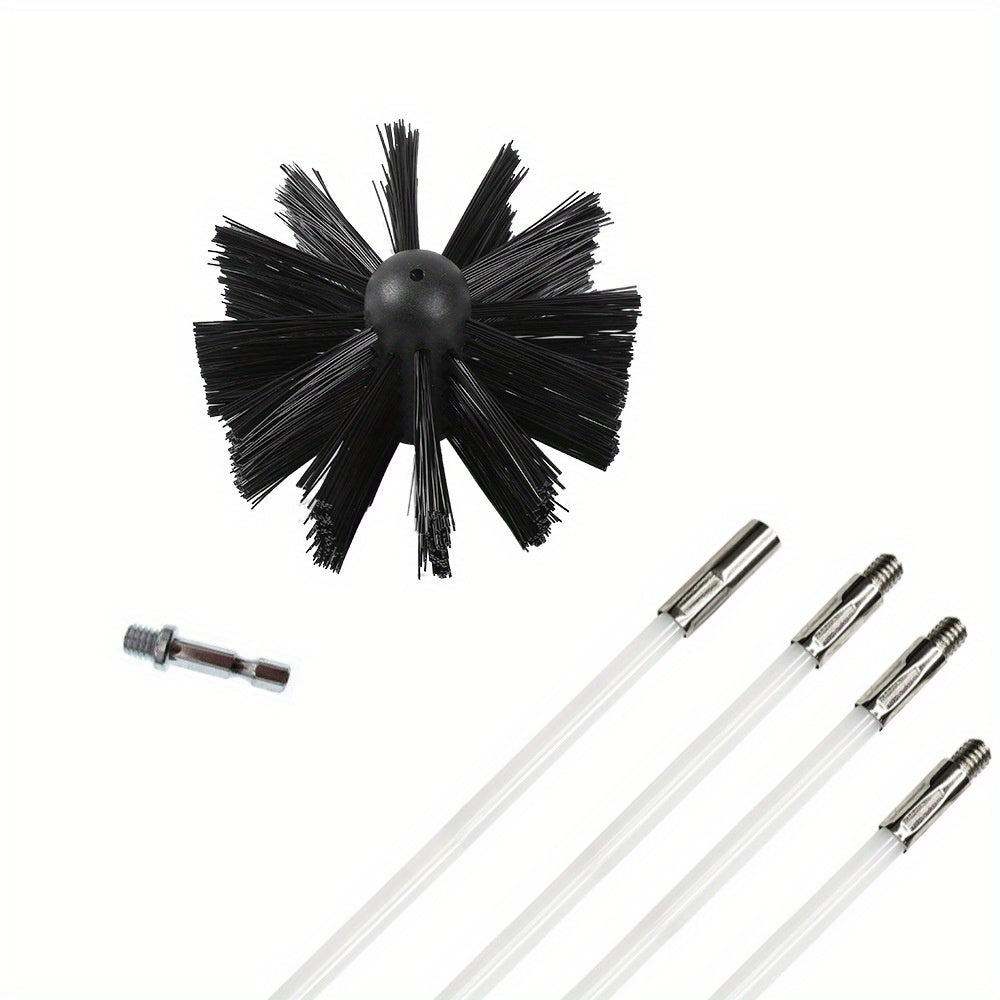 Fireplace Chimney Dryer Exhaust Brush Set with Flexible Rods