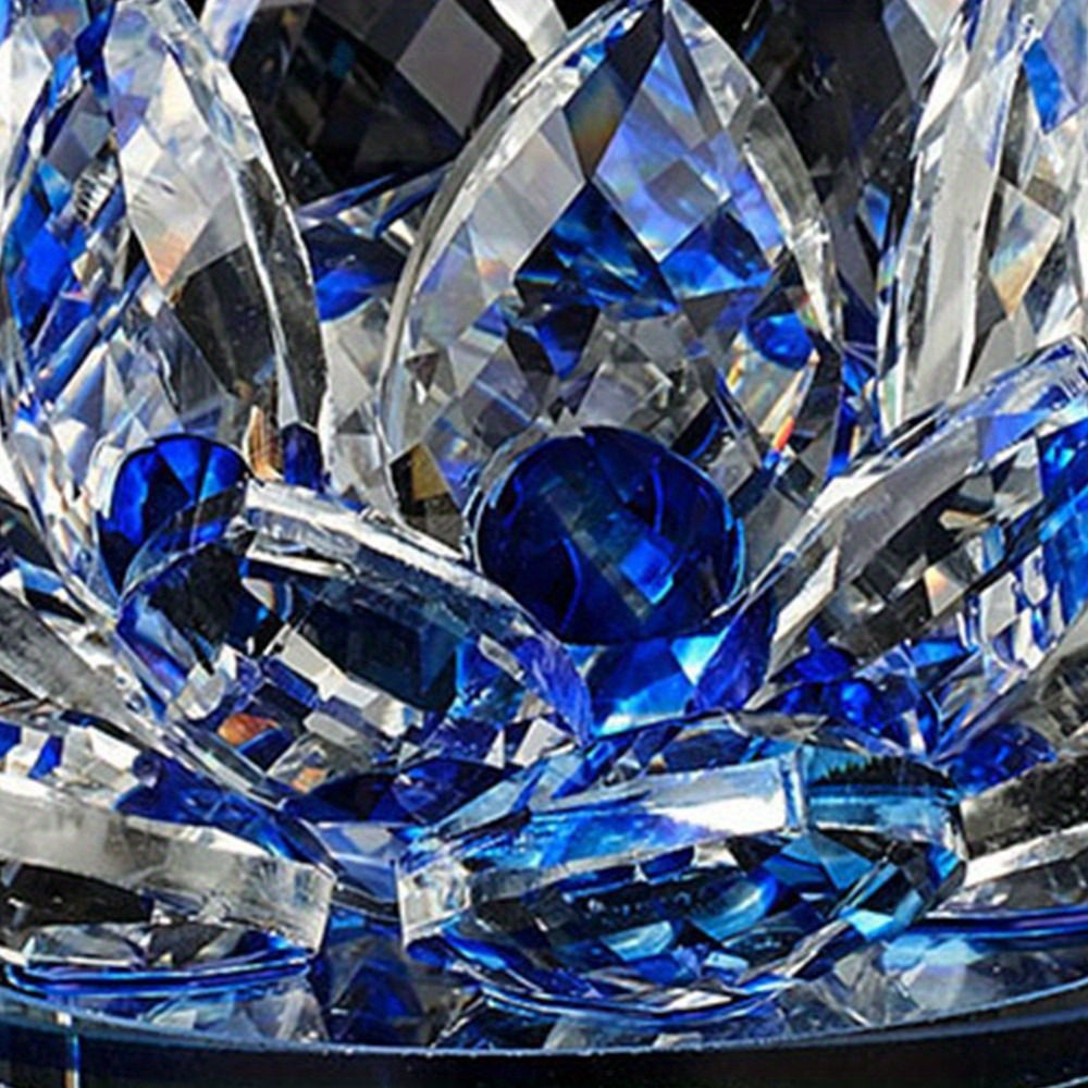 Glass Crystal Lotus Figurine for Home Decor Wedding Table Ornament Souvenir Gift