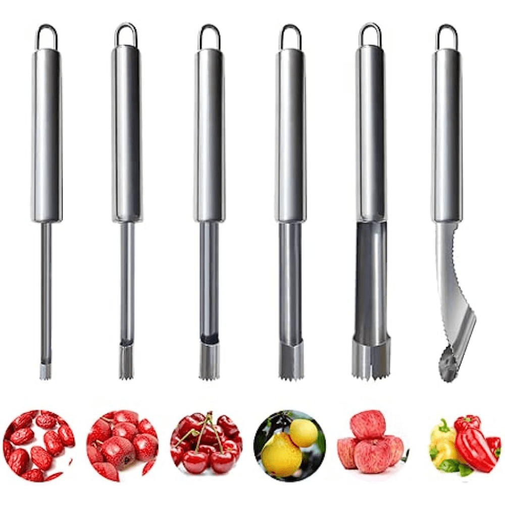 6-Piece Stainless Steel Fruit and Vegetable Corer Set for Kitchen Prep