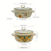 Enamel Seafood Stockpot Set 4.7L and 5.8L with Glass Lid for Stews, Gas & Induction