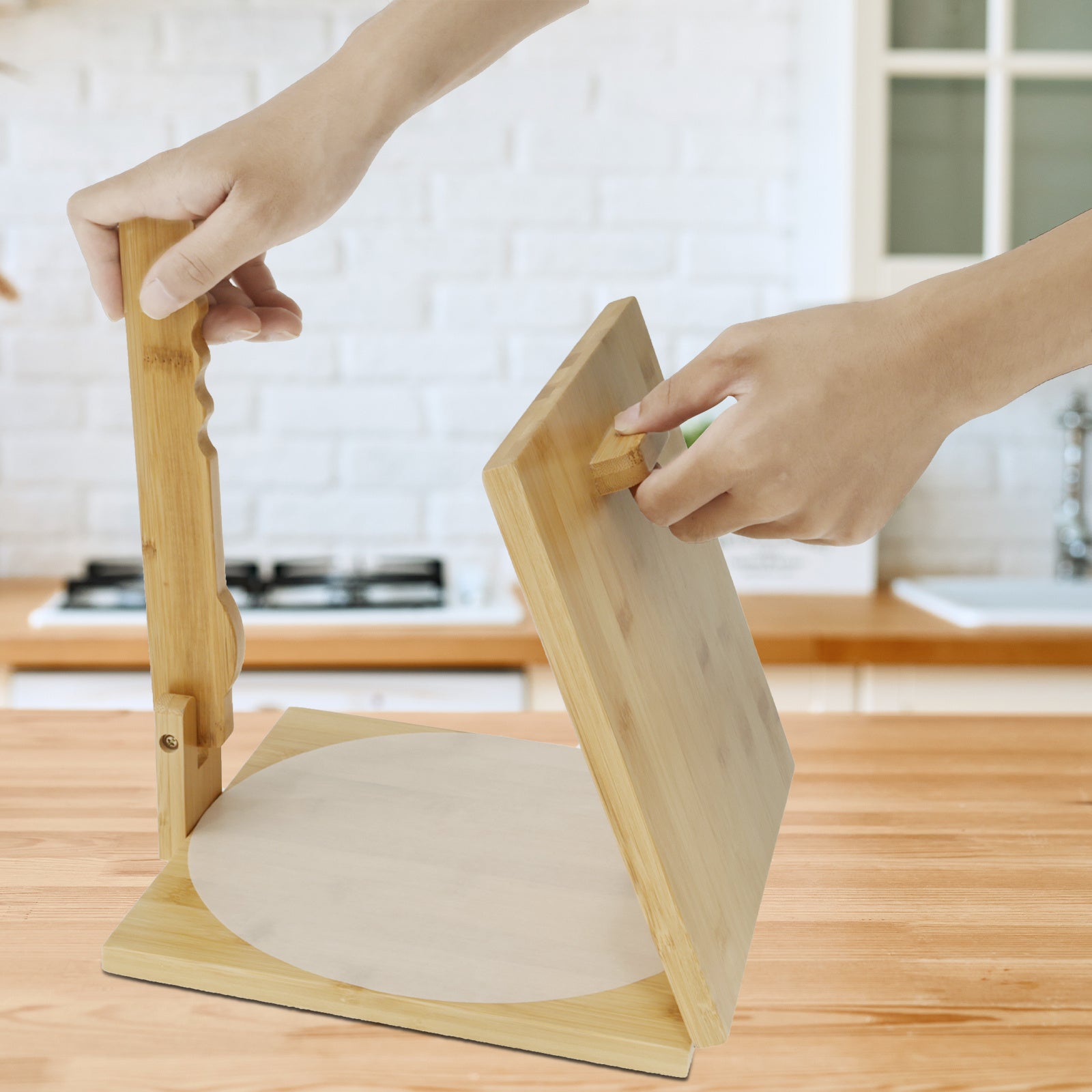 Set of 25 Bamboo Tortilla Pressers 25.4cm Manual Square Dough Maker with Rolling Pin