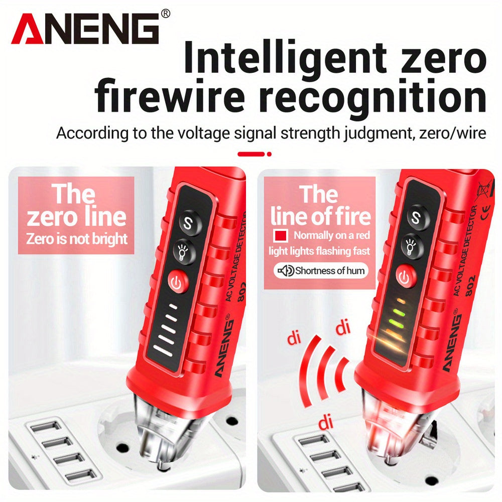 ANENG VD802 Portativ Noqonuniy AC Detektori Tester LED Voltmetr bilan, 12-1000v