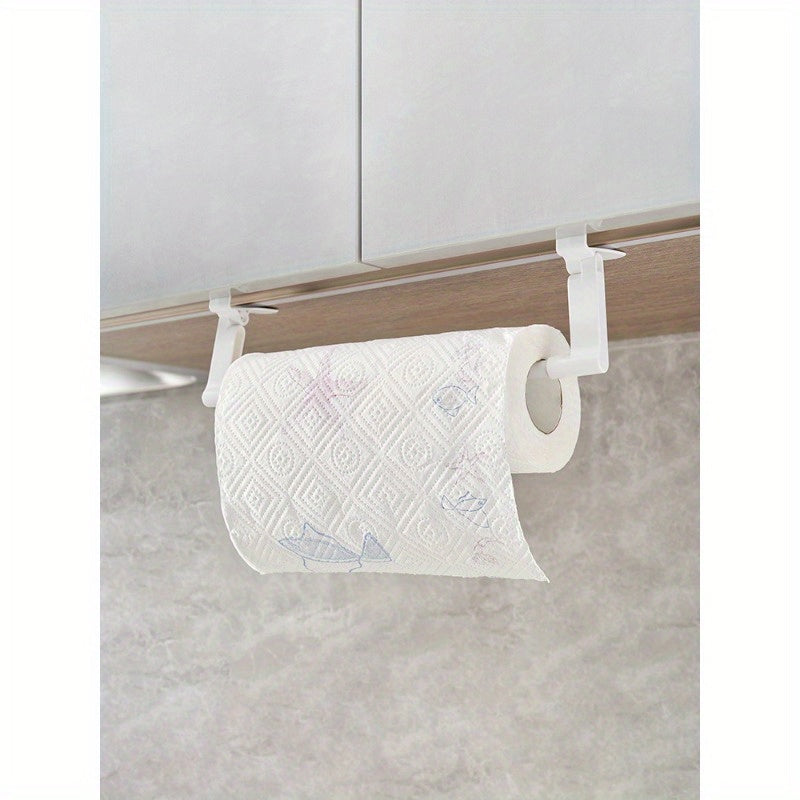 No-Drill Kitchen Cabinet Door Storage Rack for Towels and Paper Cling Film Space-Saving Organizer