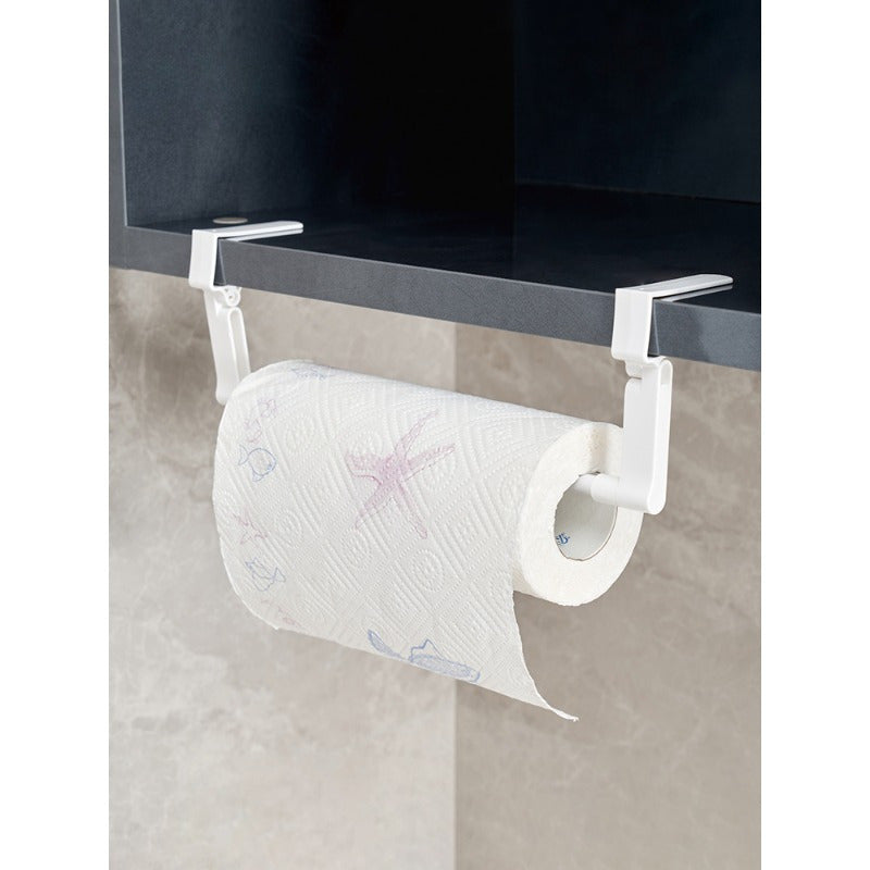 No-Drill Kitchen Cabinet Door Storage Rack for Towels and Paper Cling Film Space-Saving Organizer