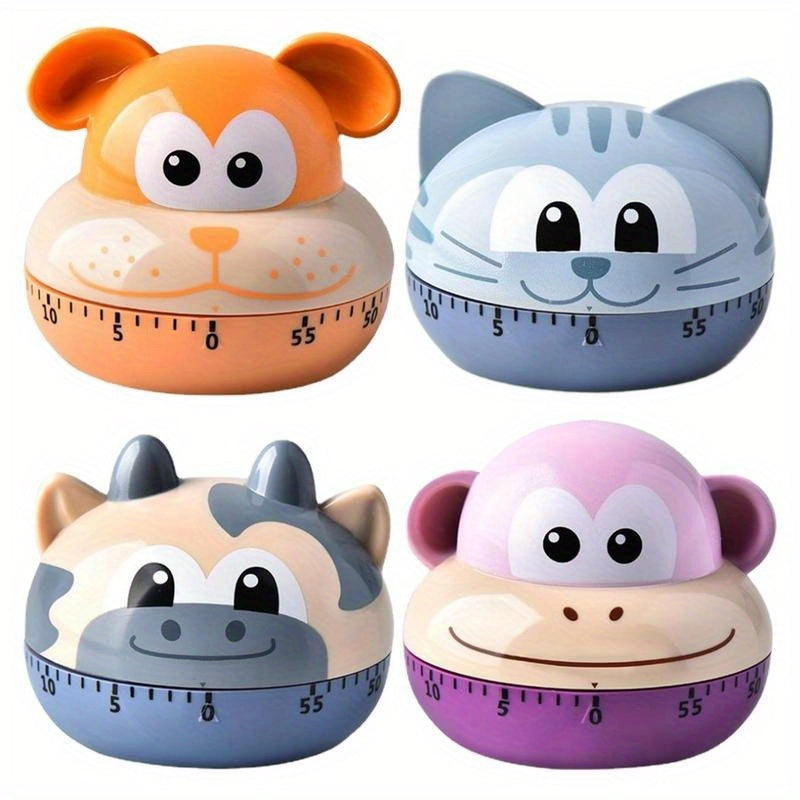 Cartoon Animal Kitchen Timer 60-Minute Mechanical Battery-Free Plastic Cooking Exercise Dorm Gift